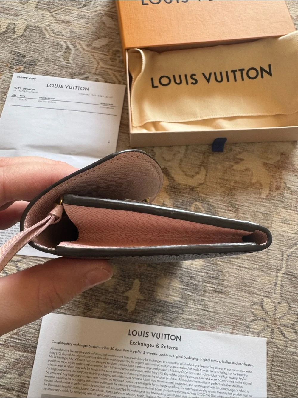 Louis Vuitton Emilie Wallet Pink Leather